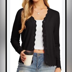 Mango Black Scalloped Cardigan 🖤 NEW WITH TAGS🏷️